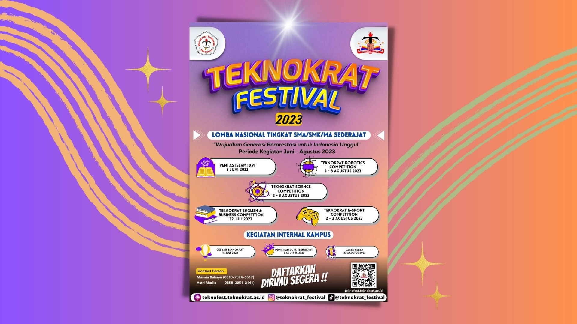 Teknokrat Festival 2023 Hadir, Daftarkan Sekolahmu Segera Yuk! Siapa Tahu Kamu Yang Jadi Pemenang